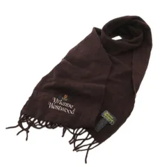 ヴィヴィアンウエストウッド Vivienne Westwood マフラー ストール フリンジ オーブ刺繍 ウール 茶 ブラウン /FF