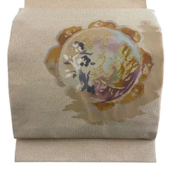 【美品】 名古屋帯 名品 八寸名古屋帯 松葉仕立て 綴れ 鳳凰 枝花 金糸 金色 正絹 【中古】