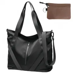 【特価商品】撥水 3WAY キャンバス 肩掛け 斜め掛け 手提げバッグ レディース ファスナー付き A4収納 通勤 通学 メンズ おしゃれ 旅行 出張 男女兼用 トートバッグ ブラック キャリーバッグ対応 多機能