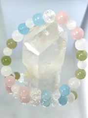 【天然石】ローズクォーツ　癒し　パワーストーンブレスレット　翡翠　水晶　キャンディカラー　ブレスレット　カラフル　可愛い