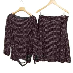 キース KEITH British Style 総柄 セットアップ スーツ ブラウス フレア スカート 美品 50/48 大きいサイズ ネイビーのサムネイル