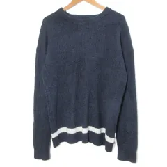 ジェラートピケオム GELATO PIQUE HOMME ホットスムーズィー ワイドリブ プルオーバー トップス ニット 長袖 ルームウェア M ネイビー ホワイト /Xのサムネイル