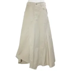 ザラ ZARA ロングスカート 切替 フレア アシンメトリー コットンチノ S 165/66A ベージュ /X