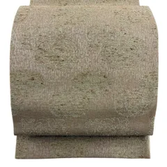 【美品】 袋帯 名品 花唐草 幾何学模様 箔 灰茶 六通 正絹 【中古】