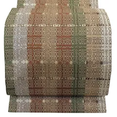 袋帯 秀品 格子 幾何学模様 茶色 全通 正絹 【中古】