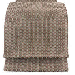 【美品】 袋帯 秀品 幾何学模様 朱色 全通 正絹 【中古】