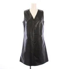 メゾンマルジェラ 4 Maison Margiela 4 ワンピース ひざ丈 ノースリーブ Vネック フェイクレザー 無地 40 黒 ブラック /BBのサムネイル