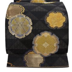 袋帯 丸に松葉模様 金糸 深川鼠色 O-5954 袋帯 丸に松葉模様 金糸 深川鼠色 O-5954 - メルカリ
