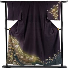 深緑×金彩 振袖 蝶文様 正絹 成人式 前撮り 金駒調 豪華 モダン系