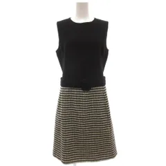 ラルフローレン RALPH LAUREN ドッキングワンピース ウール 6 黒 ブラック 千鳥格子柄 ラウンドネック ノースリーブ ベルト付き /KB ■GY06