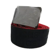 クリスチャンルブタン Christian louboutin RICKY PLATE BELT ガチャベルト プレートベルト ロゴバックル ナイロン 黒 ブラック 赤 レッド IBO82のサムネイル