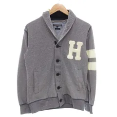 トミーヒルフィガー TOMMY HILFIGER ショールカラーカーディガン ニット 長袖 Hロゴ M 紺 ネイビー 白 ホワイト /GV