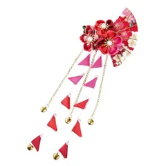 【特価商品】鈴 飾り 髪 髪留め 着物 浴衣 袴 和柄 つまみ細工 和装 卒業式 (赤) 振袖 成人式 花 1枚 七五三 髪飾り