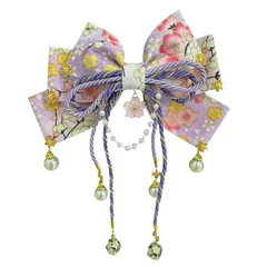 【数量限定】着物 ヘアピン 振袖 かわいい 七五三 花柄 お祭り 蝶結び つまみ細工 成人式 ヘアアクセサリー キッズ 卒業式 レディース 夏祭り 手作り 和服 花火大会 和装 浴衣 (パープル) 髪飾り