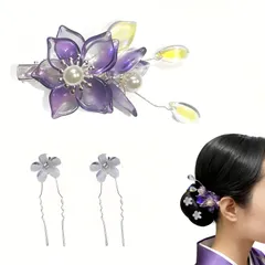【特価商品】成人式 卒業式 七五三 結婚式 花火大会 夏 入園式 祭り 和装小物 入学式 浴衣 着物 桔梗 髪飾り 髪飾り 礼盒装 紫 ｜NAJIKA 髪留め