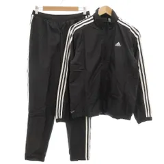アディダス adidas タグ付き ウインドブレーカー セットアップ 上下 3ストライプス トラックトップ ウインドパンツ L 黒 ブラック /UO
