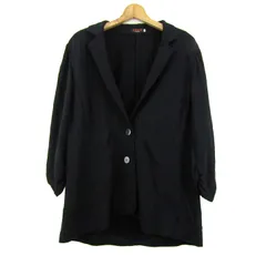 エヴェックスバイクリツィア テーラードジャケット 大きいサイズ ストレッチ アウター黒 レディース 46サイズ ブラック KRIZIA 【中古】