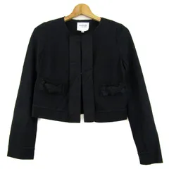 ランバンオンブルー ノーカラージャケット ウール100% ブランド アウター 黒 レディース 36サイズ ブラック LANVIN en Bleu 【中古】のサムネイル
