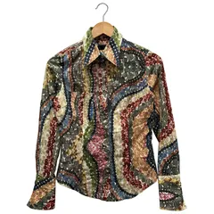 PAUL SMITH BLACK ボタン転写 古着シャツ  マルチカラー ー