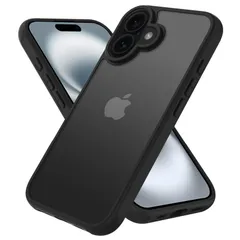 マット感 半透明 耐衝撃 滑り止め iPhone 16 ケース ケース 指紋防止 米軍MIL規格 黄変防止 iPhone16 ストラップホール付き ワイヤレス充電対応 スマホケース iPhone PinLiSheng 16 (ブラック iPhone 16)