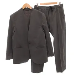 プラステ PLST セットアップ スーツ カジュアル ノーカラージャケット パンツ スラックス イージー M グレー /FF