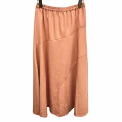 【新品/訳アリ】COMME CA ISM 薄手 スカート Aライン ウエストゴム 無地 裏地無し ポリ×レーヨン S (7号) オレンジブラウン レディース