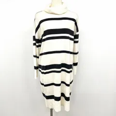 【新品/訳アリ】[印象NB] HUSHUSH ハッシュアッシュ ニットワンピース レディース M オフホワイト×紺 アクリル×ナイロン 裏地無し ボーダー タートルネック 長袖のサムネイル