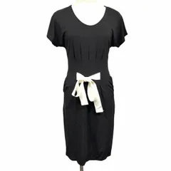 【新品/訳アリ】[印象NB] PAOLA FRANI ワンピース レディース 40 黒 レーヨン×ポリウレタン 裏地無し 若干薄手 Uネック 半袖 キモノスリーブ 無地のサムネイル