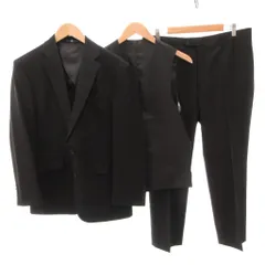 スーツセレクト SUIT SELECT 4点セット 3ピース スーツ ジャケット パンツ ジレ ベスト ネクタイ AB6 黒 ブラック /FF