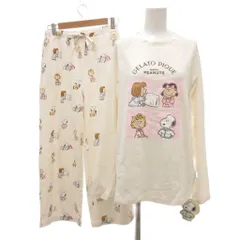 ジェラートピケ gelato pique タグ付き 25AW PEANUTS セットアップ オリジナルアート ワンポイントロンT パンツ パジャマ ルームウェア 総柄 F ホワイトベージュ PWCP255244 /JS