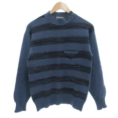 ソニアリキエル SONIA RYKIEL ニット セーター 長袖 ボーダー 胸ポケット ウール S 青 ブルー 黒 ブラック /GVのサムネイル