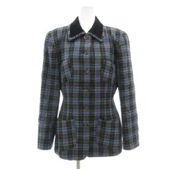 ミッシェルクラン MICHEL KLEIN ヴィンテージ ジャケット ベルベット襟 ウール チェック柄 9 ブルー系 /UOのサムネイル