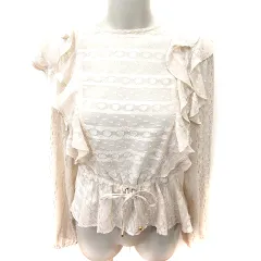 リリーブラウン Lily Brown シャツ ブラウス 長袖 総柄 F ベージュ /RT