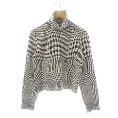 バーバリー BURBERRY 24SS チェック柄ウール混ハイネックセーター ニット 長袖 M オフホワイト 黒 ブラック 8080885 /DO ■OS ■SH