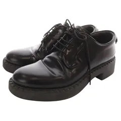 プラダ PRADA バックラバープレートシューズ レースアップシューズ 36 黒