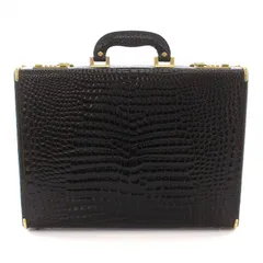 GENUINE LEATHER ビジネスバッグ ハンドバッグ マルチ クロコ 型押し 鞄 黒 ブラック /DK ■MA