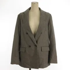 ユニクロ UNIQLO 千鳥格子柄 テーラードジャケット ダブル グレー系 L ■FF