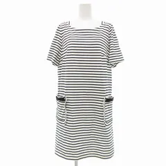 ローズティアラ Rose Tiara ワンピース ひざ丈 半袖 ボーダー 42 白 ホワイト 黒 ブラック /JS ■GY99