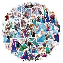 [신품] for 아나운서와 눈의 여왕 스티커 50장 세트 귀여운 애니메이션 for 아나운서와 눈의 여왕 인감 방수 데칼 귀여운 멋쟁이 만화 DIY 스티커 다이어리 가방 스노우 보드 가방 기타 자동차 물통 자전거 스케이트 보 1