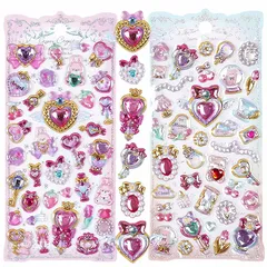 【新品】 3D立体宝石シール キラキラ可愛いジュエルステッカー 女の子向け 贈り物 携帯電話飾り手帳 日記帳用 装飾 DIY 文房具の装飾に適し 実心素材 剥がしても傷つかない お得な2枚セット (宝石シールB-2枚セット) 1