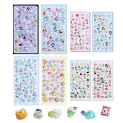 【新品】 Ｈ・Ｋ 立体シール 可愛い 8枚セット 手帳用 日記帳 ノート 水筒 スマホ 装飾 DIY用 クラフト貼り付け可能 シール帳 透明 女の子 男の子 手芸用品 子供 贈り物 [並行輸入品] 0