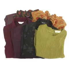 里麻 シャツ カットソー 長袖 シアー フリル レース 花柄 総柄 9 11 M L 7点セット