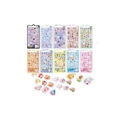 【新品】 シール 10枚 可愛い 立体 ごほうび ステッカー ぷっくり デコシール 水筒 スマホケース 手帳 アルバム (10styles 10枚) 0