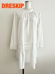 【新品】DRESKIP　ドレスキップ　ティアードチュニックワンピース　Lサイズ　ホワイト　少々透け感あり　長袖　シンプル　綺麗め　送料込み　6463814