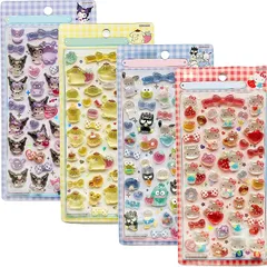 【新品】 YAYAMIYA 4枚セット 3dシール 立体シ ール まめっち めめっち くちばっち ぷくぷく レリーフシールセット マシュマロ風 おしり タイル 手帳 可愛い ステッカー キラキラ デコシール ごほうび 子供 貼り付け可能 贈り物 DIY用  0