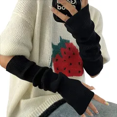 【新品】 [YUMISS] アームカバー レディース アームウォーマー 【手首から腕までカバー・極暖防寒・指掛けタイプ】 スマホ操作 ニット 7色 防寒 手荒れ 指なし 冷え対策 伸縮性 春 秋 冬 (ブラック)