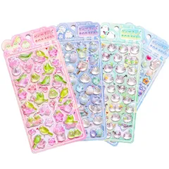 【新品】 【4セット】ボンボン半透明の質感3Dシール 立体ごほうび ドロップ型シール ぷっくりかわいい 中実 エポキシ樹脂 立体 DIY用 手帳用 スマホケースデコ 贈り物 1