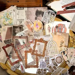 【新品】 コラージュ 素材 シール 詰め合わせ Ta merry パック デザインペーパー 素材紙 紙もの シール レトロ ステッカー かわいい 女の子 おしゃれ レースペーパー ノート 背景紙 ペーパー 85枚 セット 大容量 沢山 ヴィンテージ 花 少 1