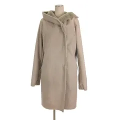レプシィム ローリーズファーム LEPSIM LOWRYS FARM フェイクスエード ロング コート  フード L ベージュ ■FF