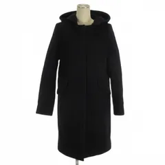 グリーンレーベルリラクシング ユナイテッドアローズ green label relaxing ノーカラーコート フーディ ロング ネイビー 38 ■TC